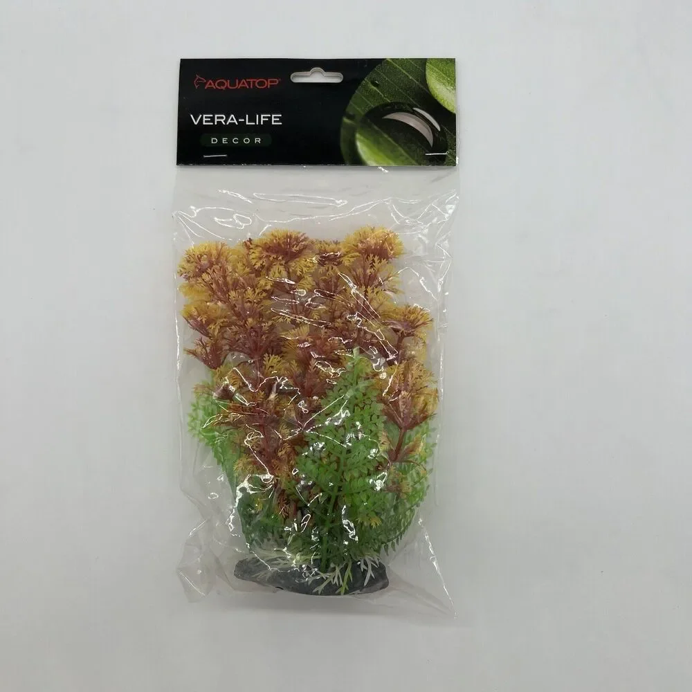 NWT Fish Aquarium Silk And Plastic Plants Bundle Of 4 Orange Green